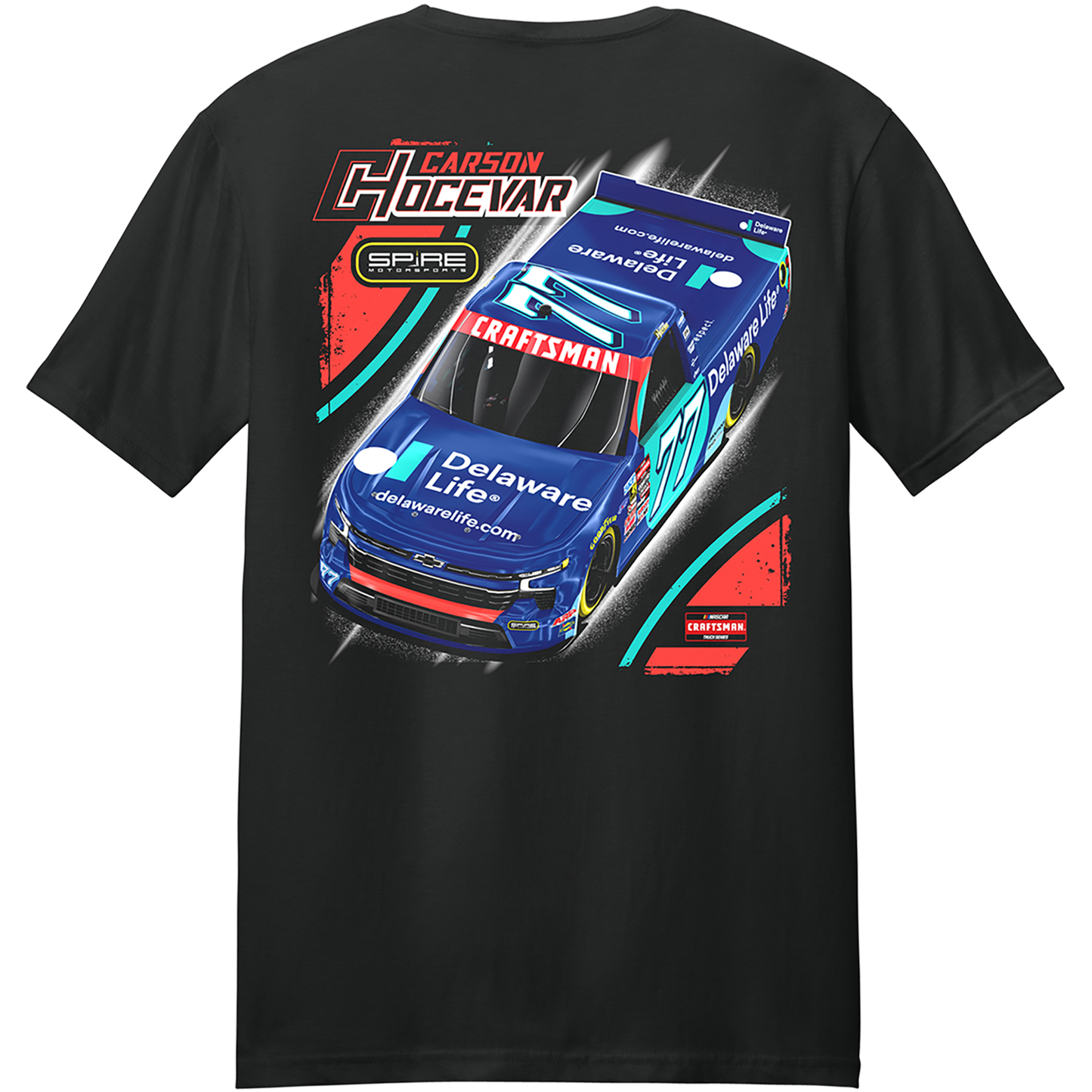 #77 Carson Hocevar NCTS Delaware Life T-Shirt 2026