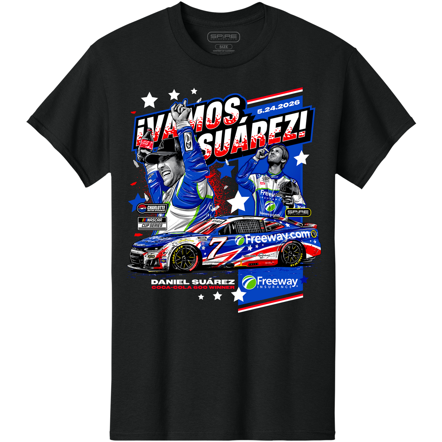 #7 Daniel Suárez Freeway Insurance Coca-Cola 600 Win T-Shirt 2026