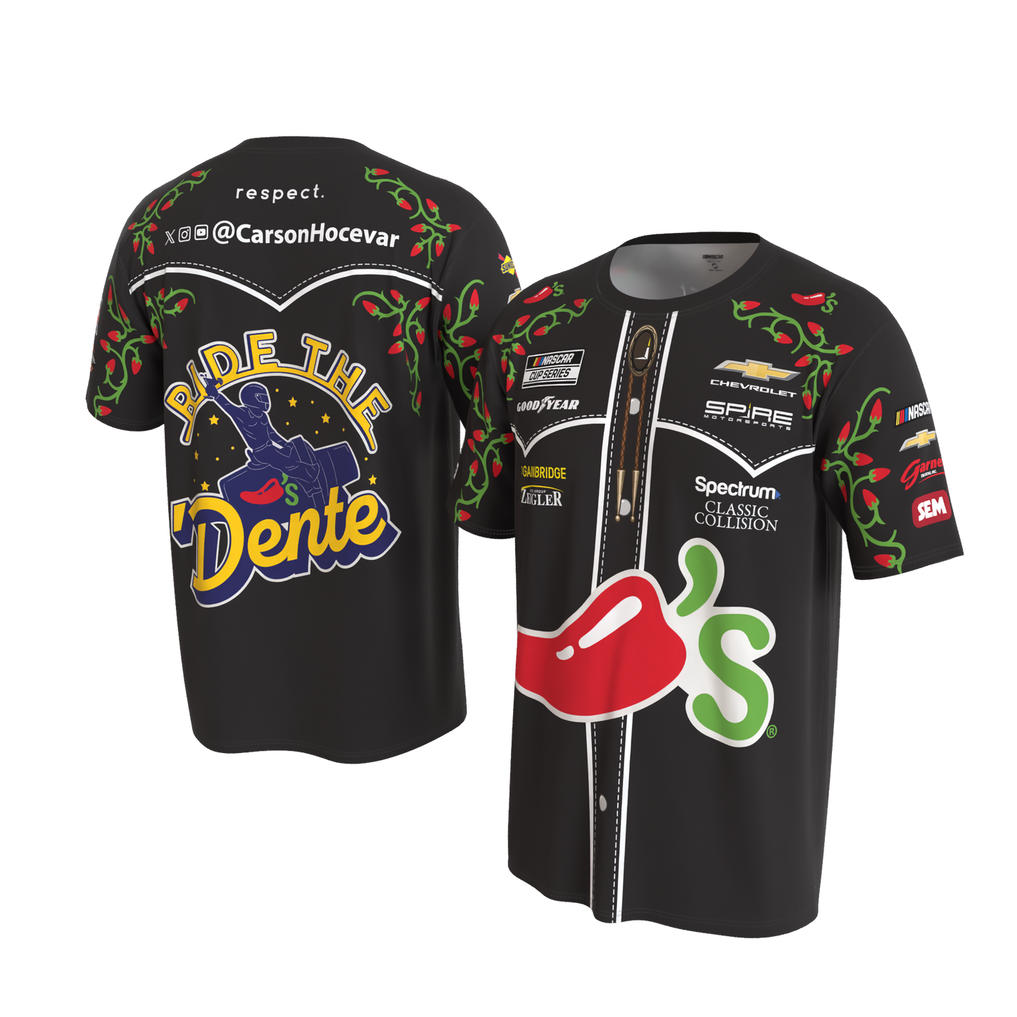 #77 Carson Hocevar Chili's Fire Suit T-Shirt