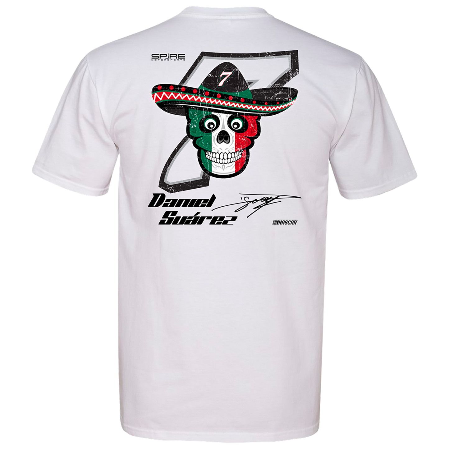 #7 Daniel Suárez Spire Motorsports Lifestyle T-Shirt (White & Black)