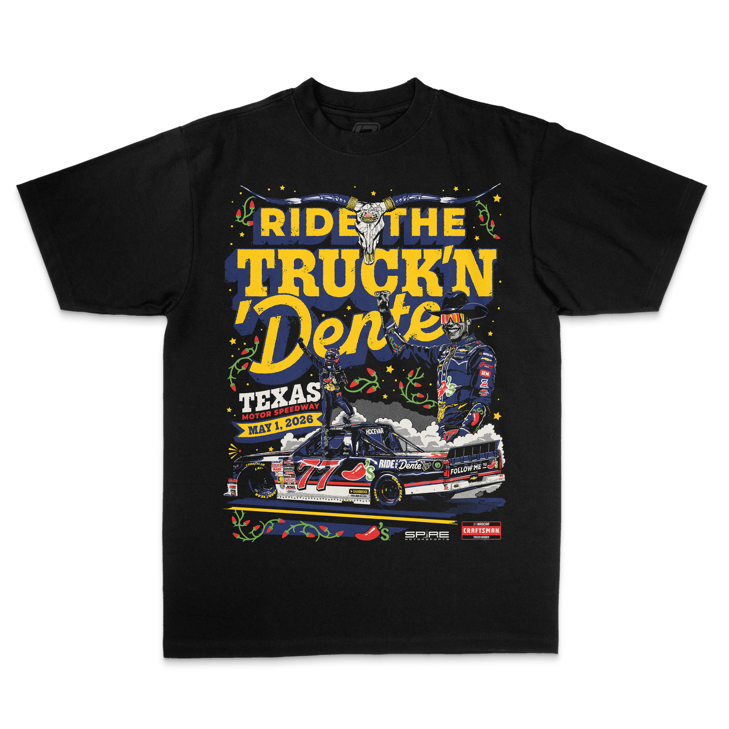 #77 Carson Hocevar Chili's Texas Truck Win T-Shirt 2026