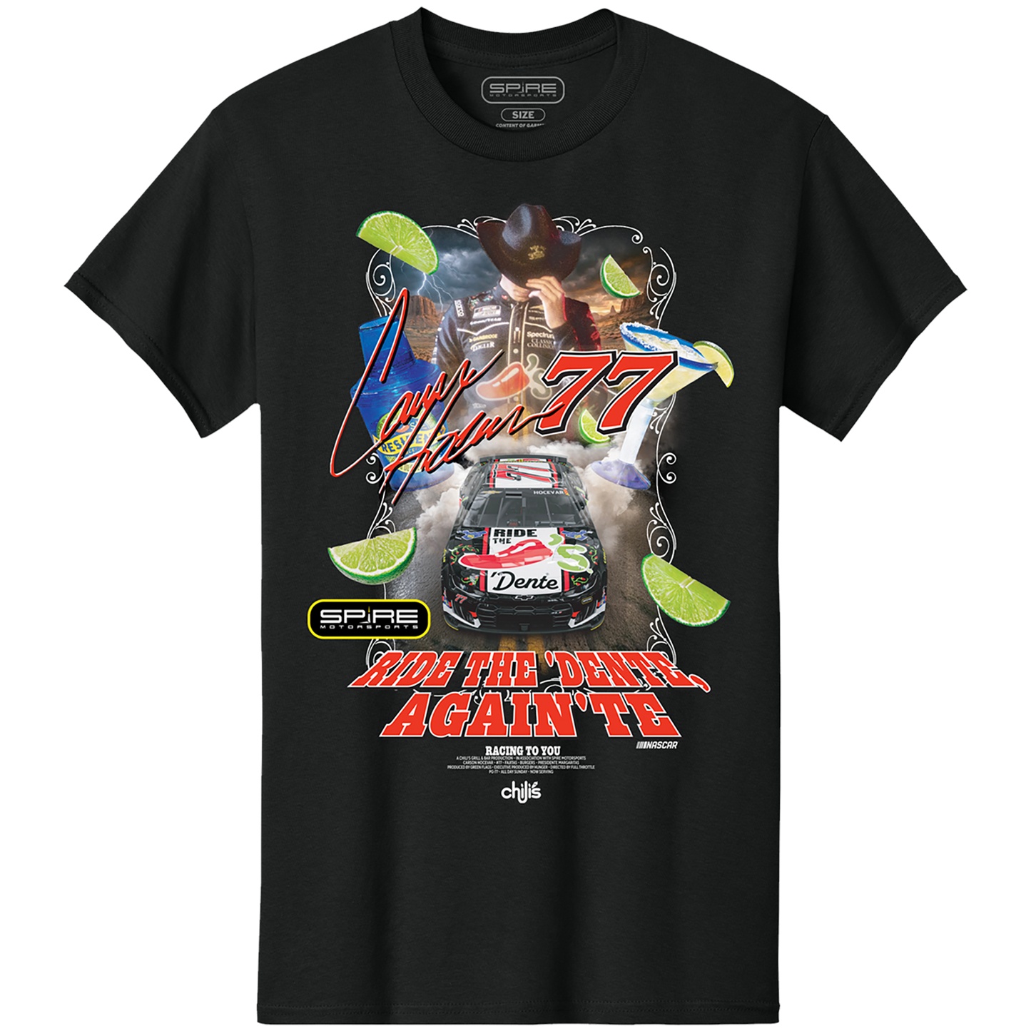 #77 Carson Hocevar Ride the 'Dente™ Again'Te Chili's® T-Shirt 2026